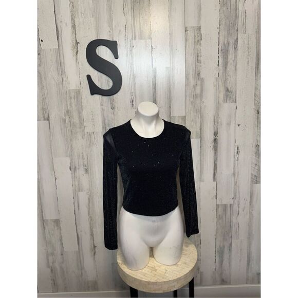Black sparkly long sleeve top - Picture 1 of 8